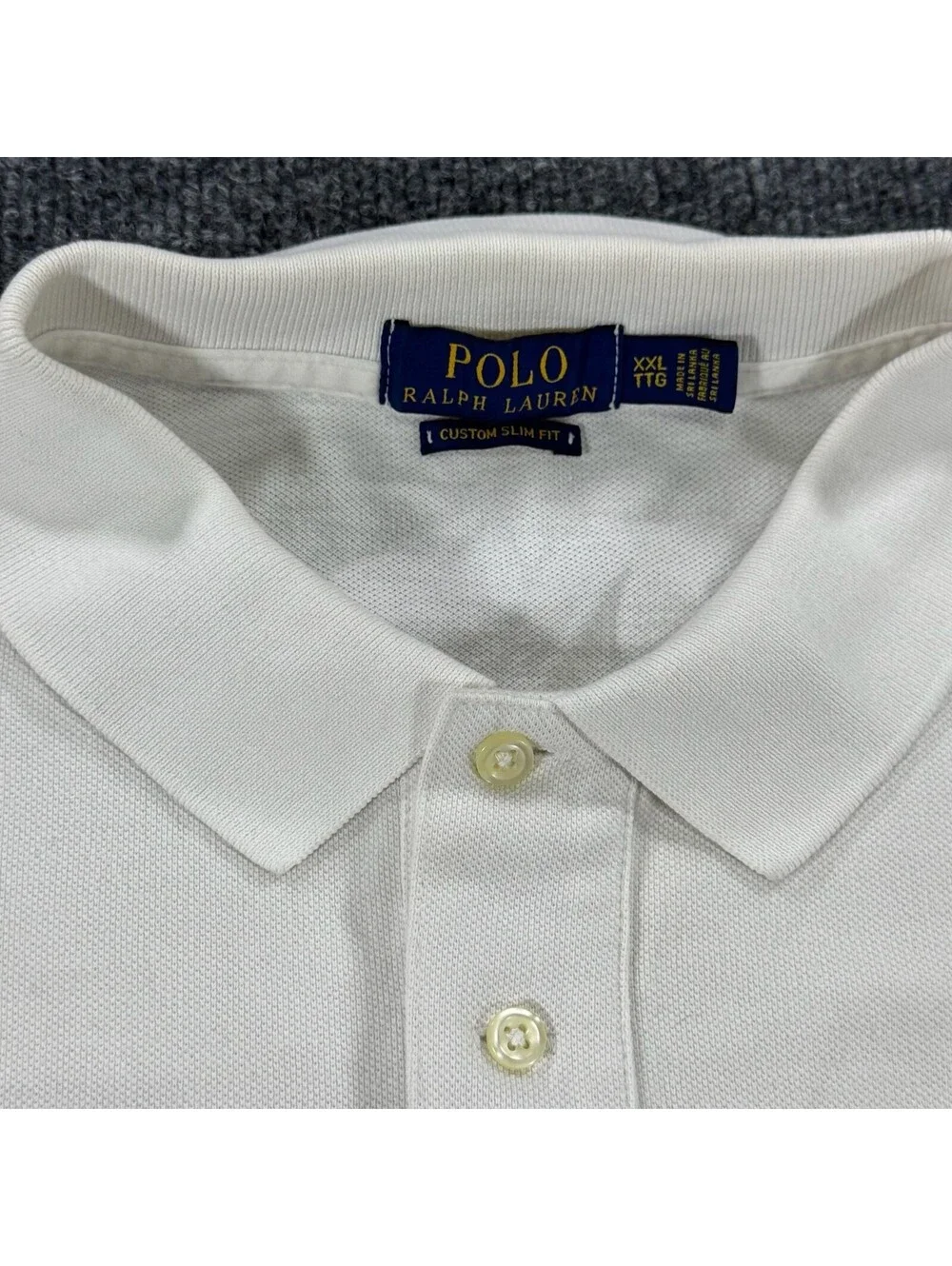 Polo Ralph Lauren Custom Slim Fit Big Pony Polo Shirt with Crest White XXL